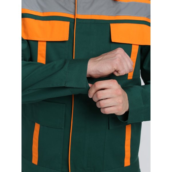 Костюм ИТР СОП IMP (тк.Саржа,250) брюки, т.зеленый/оранжевый