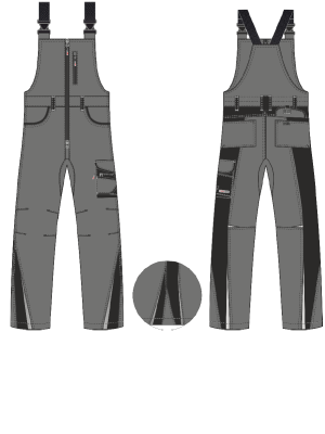 Полукомбинезон ProfLineLeader (тк.Хлопок/Спандекс,260), серый/черный