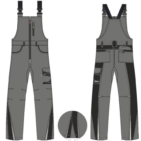 Полукомбинезон ProfLineLeader (тк.Хлопок/Спандекс,260), серый/черный