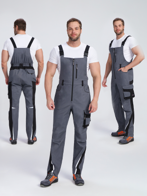 Полукомбинезон ProfLineLeader (тк.Хлопок/Спандекс,260), серый/черный