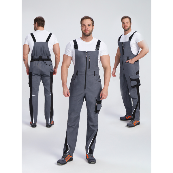 Полукомбинезон ProfLineLeader (тк.Хлопок/Спандекс,260), серый/черный