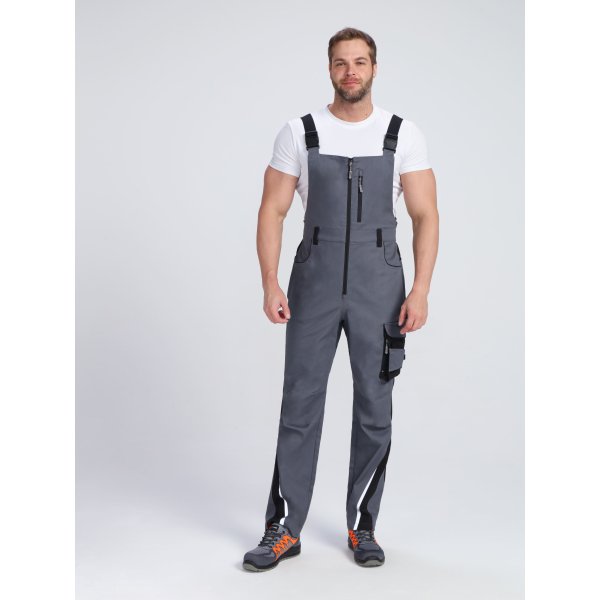 Полукомбинезон ProfLineLeader (тк.Хлопок/Спандекс,260), серый/черный