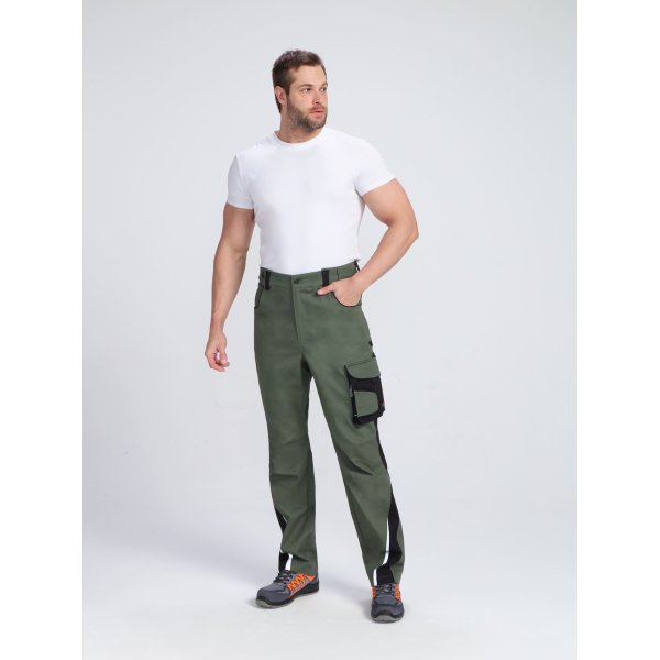 Костюм ProfLineLeader-1 (тк.Хлопок/Спандекс,260) брюки, хаки/черный