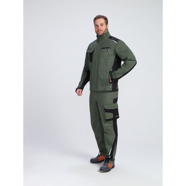 Костюм ProfLineLeader-1 (тк.Хлопок/Спандекс,260) брюки, хаки/черный