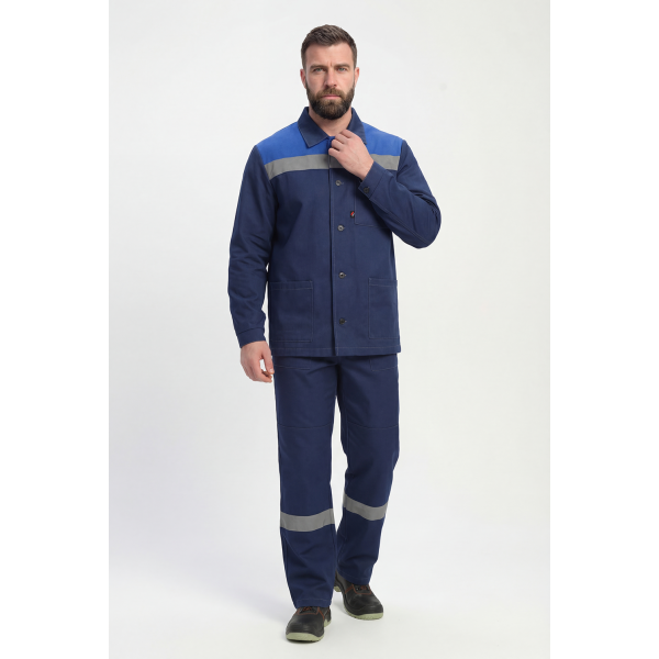 Костюм Зенк-1 СОП (тк.Смесовая,240) брюки, т.синий/васильковый