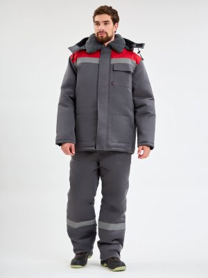 Костюм зимний Квайл-1 СОП (тк.Смесовая,210) брюки, т.серый/красный