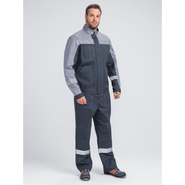 Костюм Бриготек-1 СОП (тк.Смесовая,260) брюки, т.серый/св.серый