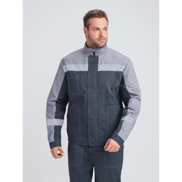 Костюм Бриготек-1 СОП (тк.Смесовая,260) брюки, т.серый/св.серый