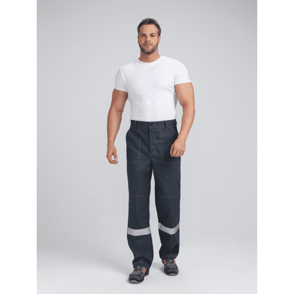 Костюм Бриготек-1 СОП (тк.Смесовая,260) брюки, т.серый/св.серый