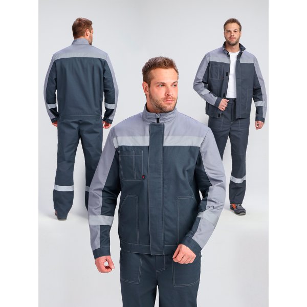 Костюм Бриготек-1 СОП (тк.Смесовая,260) брюки, т.серый/св.серый