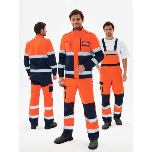 Костюм сигнальный ProfLineSpecialist-2 (тк.Смесовая МВО,240) п/к, оранжевый/т.синий