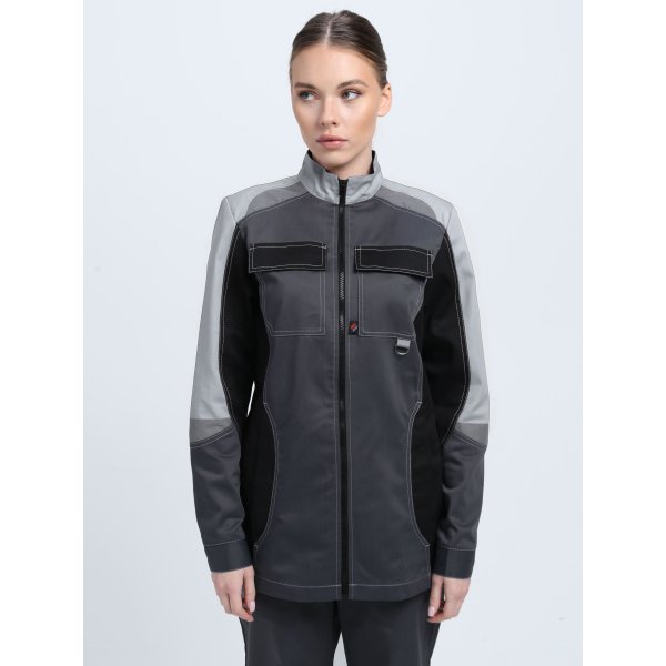 Костюм женский Вектрон-1 (тк.Смесовая,240) брюки, т.серый/св.серый/черный