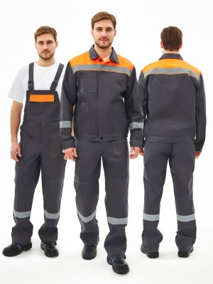 Костюм Липецк-2 СОП CH (тк.Смесовая,280) п/к, т.серый/оранжевый