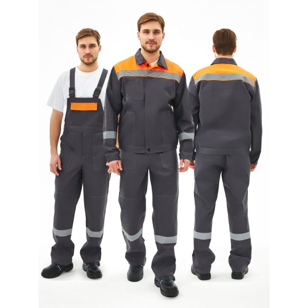 Костюм Липецк-2 СОП CH (тк.Смесовая,280) п/к, т.серый/оранжевый