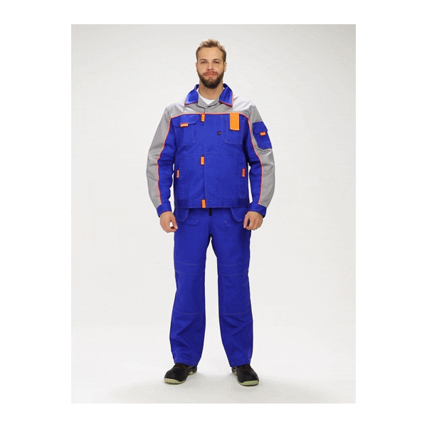 Костюм Драга-2 (тк.Смесовая МВО,240) п/к, васильковый/св.серый/оранжевый