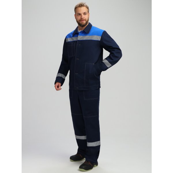 Костюм Лигор®-2 СОП (тк.Саржа,250) п/к, т.синий/васильковый