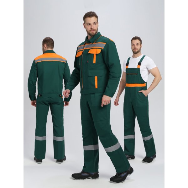 Костюм ИТР СОП IMP (тк.Саржа,250) п/к, т.зеленый/оранжевый