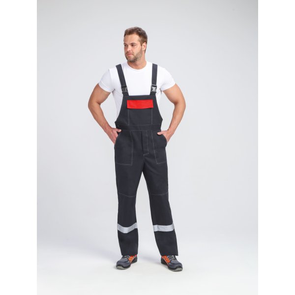 Костюм Бриготек-2 СОП (тк.Смесовая,260) п/к, т.серый/красный