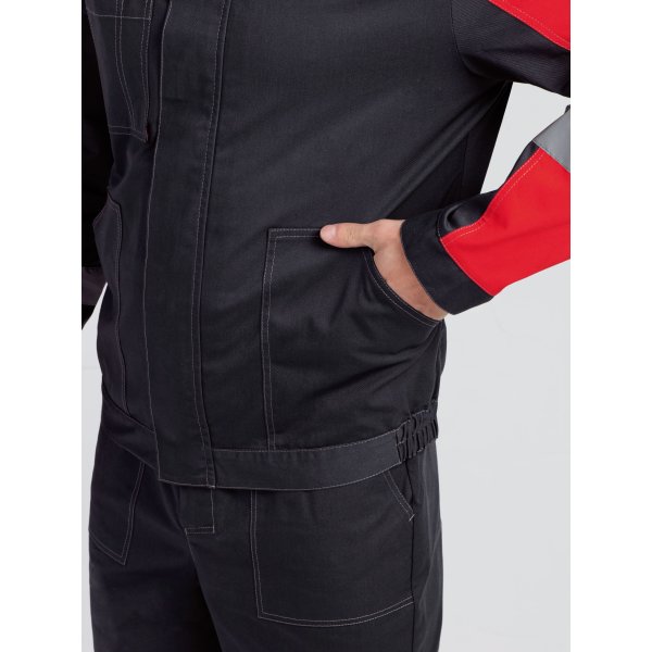 Костюм Бриготек-2 СОП (тк.Смесовая,260) п/к, т.серый/красный