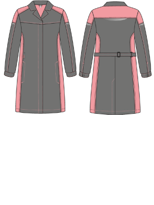 Халат женский ProfLineSpecialist (тк.Смесовая,240), серый/розовый