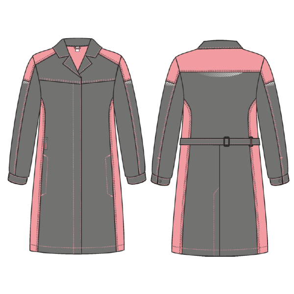 Халат женский ProfLineSpecialist (тк.Смесовая,240), серый/розовый