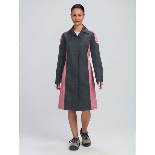 Халат женский ProfLineSpecialist (тк.Смесовая,240), серый/розовый