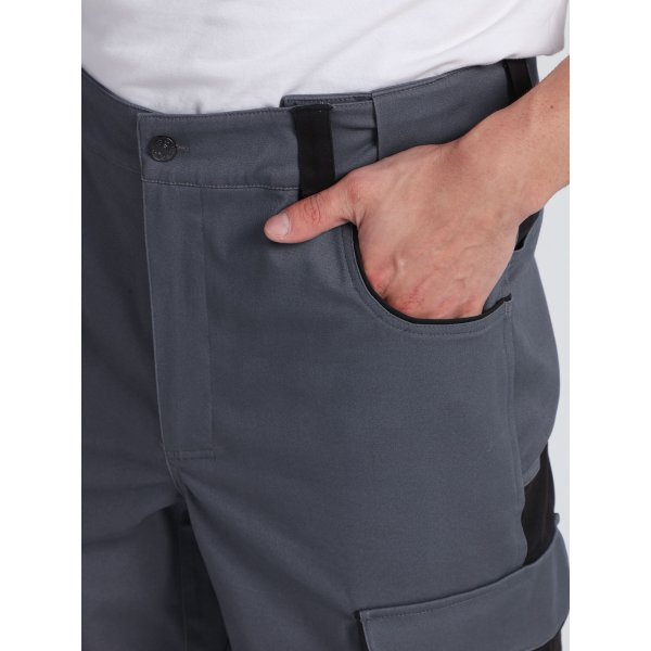 Брюки ProfLineLeader (тк.Хлопок/Спандекс,260), серый/черный