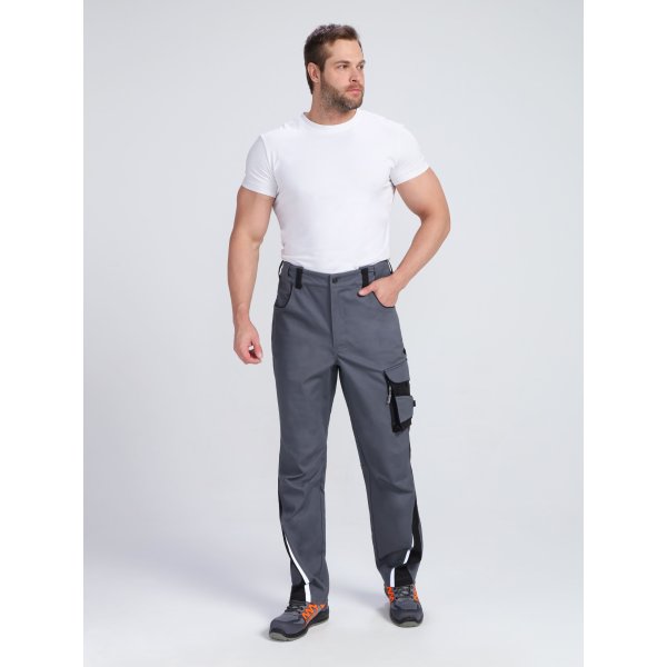 Брюки ProfLineLeader (тк.Хлопок/Спандекс,260), серый/черный