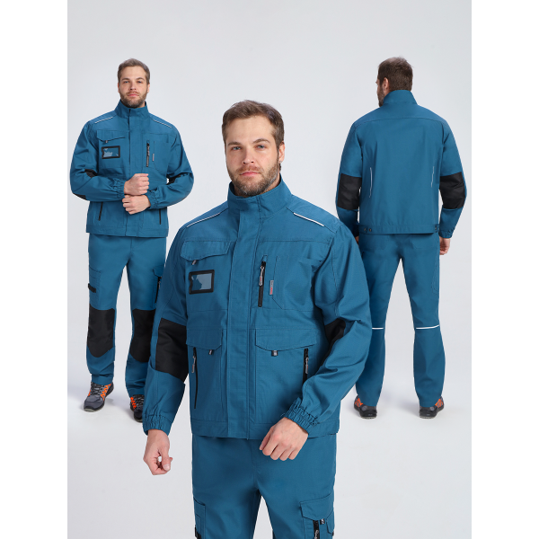 Куртка ProfLineSpecialist (тк.РипСтоп,240), циан/черный