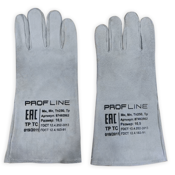 Перчатки (краги) спилковые термозащитные ProfLineSpecialist, серый