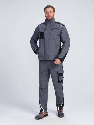 Костюм ProfLineLeader-1 (тк.Хлопок/Спандекс,260) брюки, серый/черный
