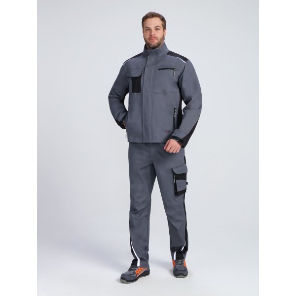Костюм ProfLineLeader-1 (тк.Хлопок/Спандекс,260) брюки, серый/черный