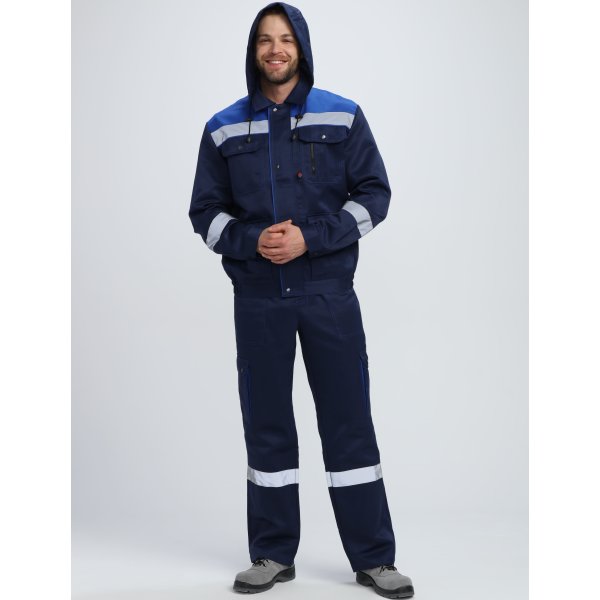 Костюм Нейч-2 СОП с капюшоном (тк.Смесовая,210) п/к, т.синий/васильковый