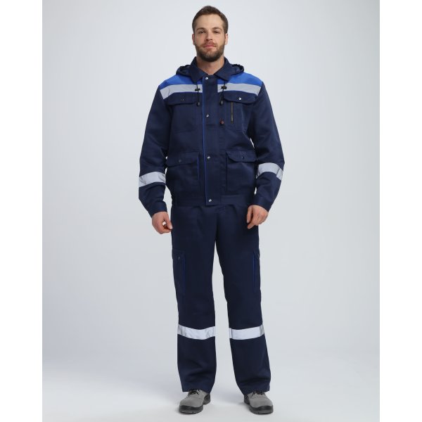 Костюм Нейч-2 СОП с капюшоном (тк.Смесовая,210) п/к, т.синий/васильковый