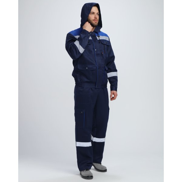 Костюм Нейч-2 СОП с капюшоном (тк.Смесовая,210) п/к, т.синий/васильковый