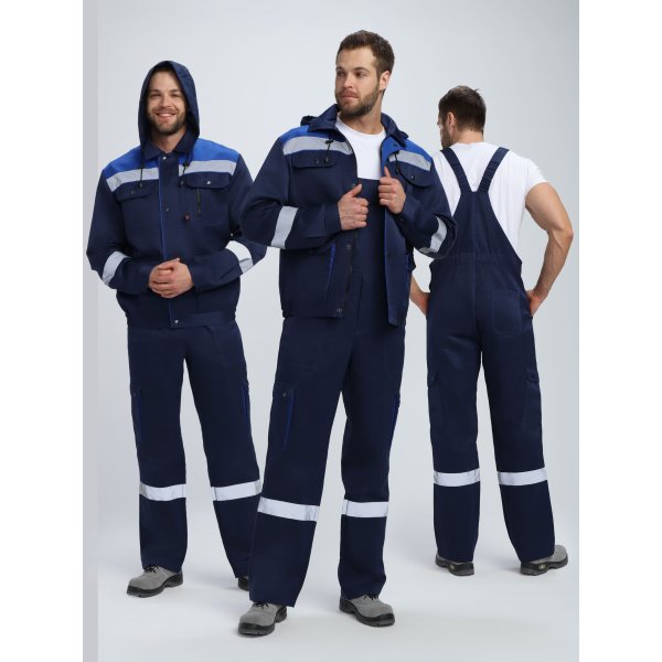 Костюм Нейч-2 СОП с капюшоном (тк.Смесовая,210) п/к, т.синий/васильковый