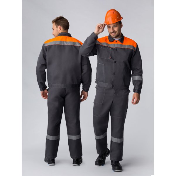 Костюм Лигор-2 СОП (тк.Смесовая,210) п/к, т.серый/оранжевый