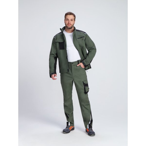 Куртка ProfLineLeader (тк.Хлопок/Спандекс,260), хаки/черный