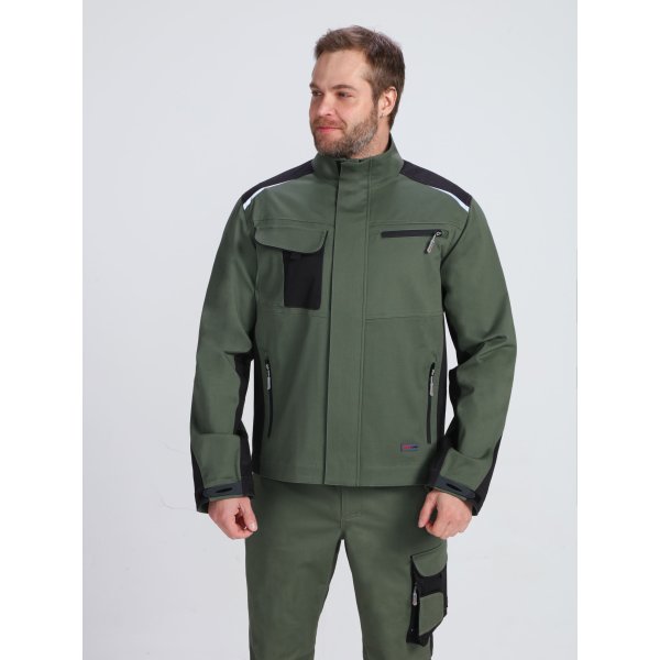 Куртка ProfLineLeader (тк.Хлопок/Спандекс,260), хаки/черный