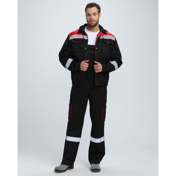 Костюм Нейч-2 СОП с капюшоном (тк.Смесовая,210) п/к, черный/красный