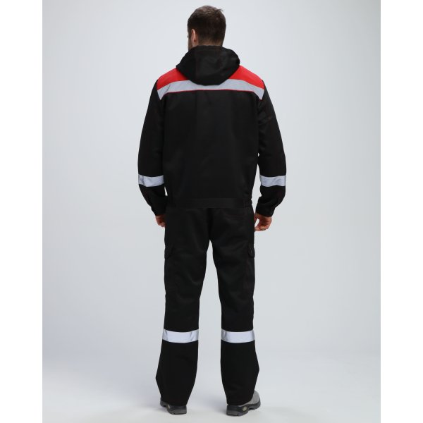 Костюм Нейч-2 СОП с капюшоном (тк.Смесовая,210) п/к, черный/красный
