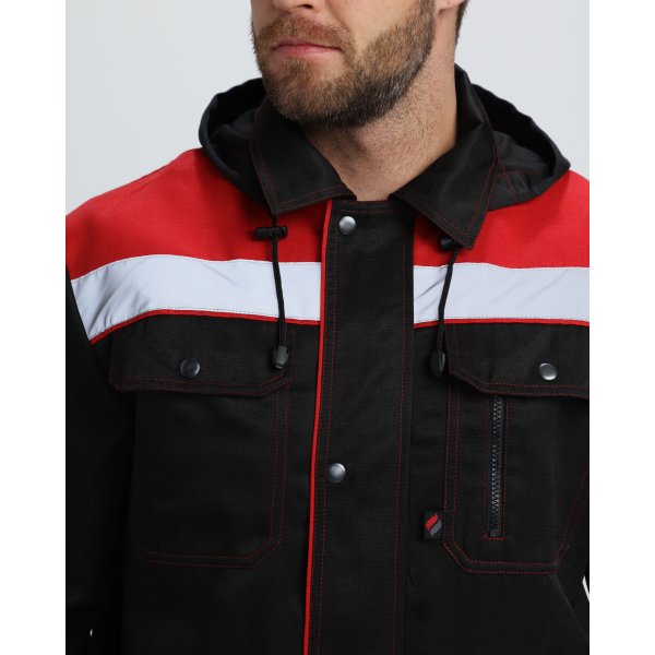 Костюм Нейч-2 СОП с капюшоном (тк.Смесовая,210) п/к, черный/красный