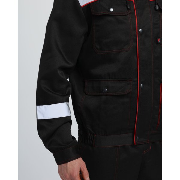 Костюм Нейч-2 СОП с капюшоном (тк.Смесовая,210) п/к, черный/красный