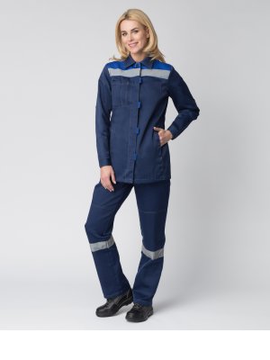 Костюм женский Весна-1 СОП NEW (тк.Смесовая,210) брюки, т.синий/васильковый