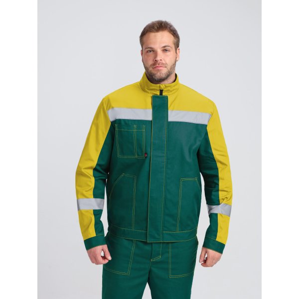 Костюм Бриготек-1 СОП (тк.Смесовая,260) брюки, зеленый/желтый