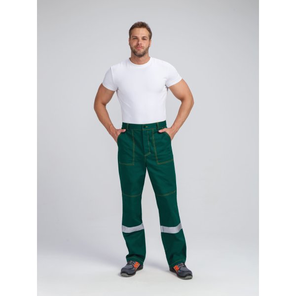 Костюм Бриготек-1 СОП (тк.Смесовая,260) брюки, зеленый/желтый