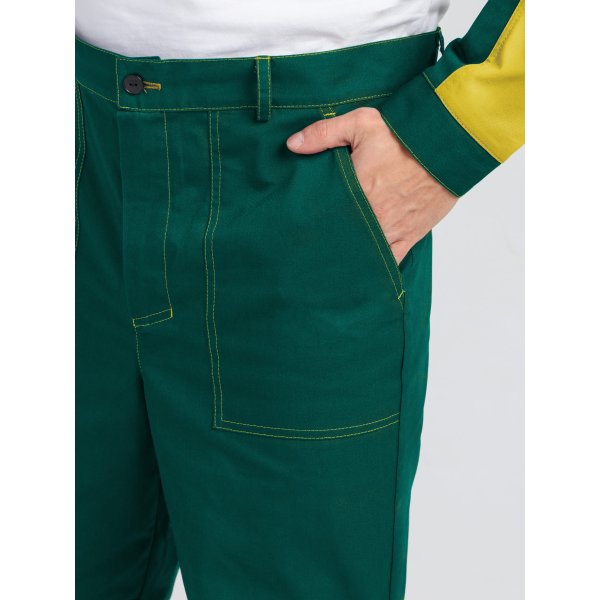 Костюм Бриготек-1 СОП (тк.Смесовая,260) брюки, зеленый/желтый