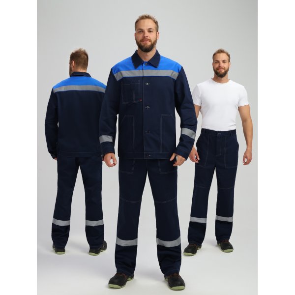 Костюм Лигор-1 СОП (тк.Саржа,250) брюки, т.синий/васильковый