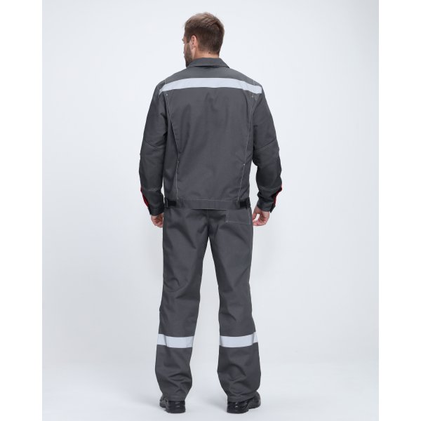 Костюм Флофт-1 Премиум СОП У. (тк.Смесовая,240) брюки, т.серый/серый/красный