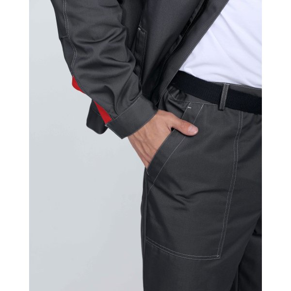 Костюм Флофт-1 Премиум СОП У. (тк.Смесовая,240) брюки, т.серый/серый/красный